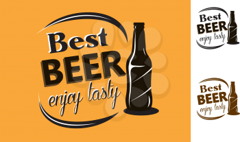 Best Beer - enjoy tasty - poster with an unlabeled bottle of beer and text  for brewery or restaurant design