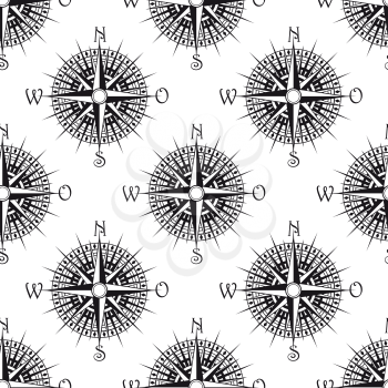Seamless nautical icon pattern with old compass, suitable for nautical, geography and travel design