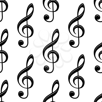 Seamless musical treble clef icon pattern for musical and art design