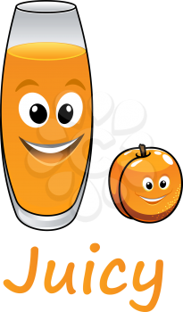 Cartoon peach or apricot fruit and juice glass, suitable for beverage and drink design