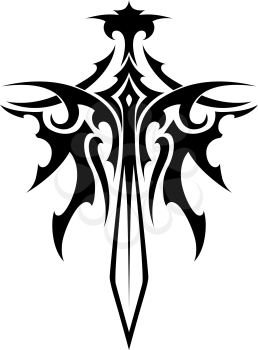 Winged sharp sword tribal style for fantasy and tattoo design