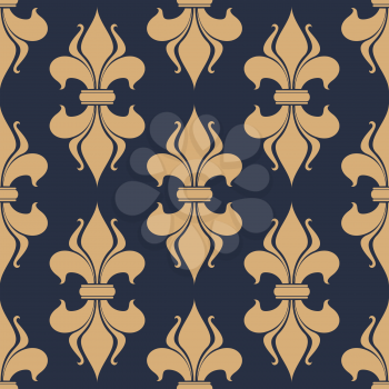 Classic French gray and beige fleur-de-lis seamless background pattern with a repeat motif in square format suitable for wallpaper, tiles and fabric design