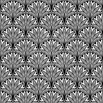 Ornate floral seamless abstract pattern with black flowers on white background in square format