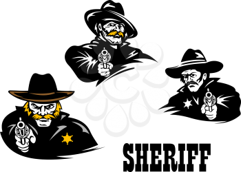 American western sheriff characters set isolated on white background. For western, law and comics design