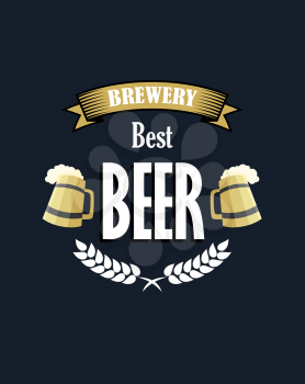 Retro beer emblem, banner, label or insignia with an curved ear branch and the text  Brewery Best Beer. Suitable for Oktoberfest, bar, pub and restaurant menu design