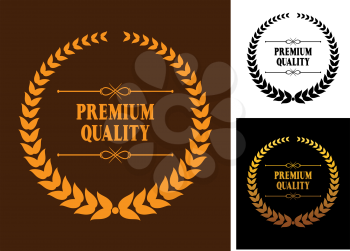 Premium Quality vector laurel wreath icons with the text enclosed in a circular laurel wreath