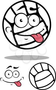 White cartoon volleyball ball with funny smile and separate elements