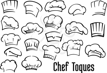 Chef or baker hats and toques set in cartoon style
