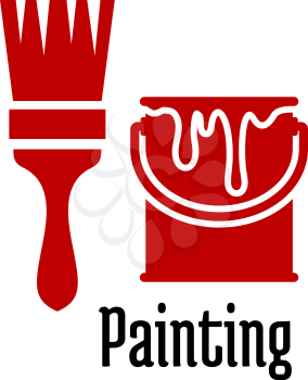 Painting icons with a brush and dripping tin of paint for construction or housework symbol design
