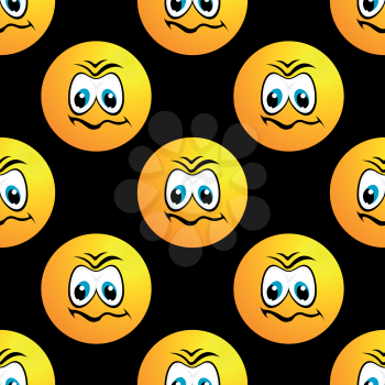 Seamless pattern with sad round face character for comics design