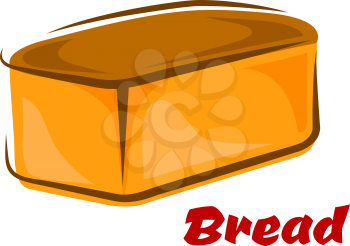 Fresh cartoon loaf white wheat bread with baked brown crust isolated on white background