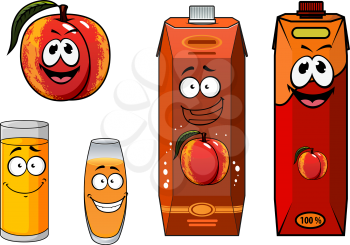 Apricot fruit and juice characters isolated on white background for fresh drink and beverage design