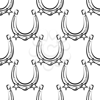 Lucky silhouette horseshoes seamless pattern with stars for any success or fortune design