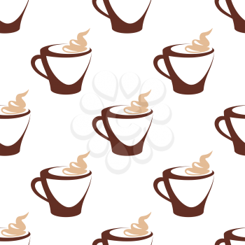 Seamless pattern of coffee cup with cream for drink or cafe design