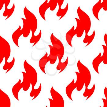Burning fire seamless pattern with bright red flames isolated for background design 