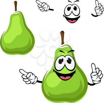 Juicy funny green pear fruit cartoon character, for agriculture or food theme design