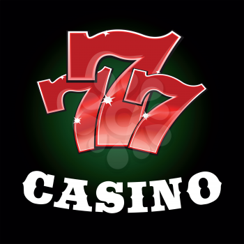 Casino jackpot icon with sparkling red triple seven lucky number. Gambling industry or winner concept