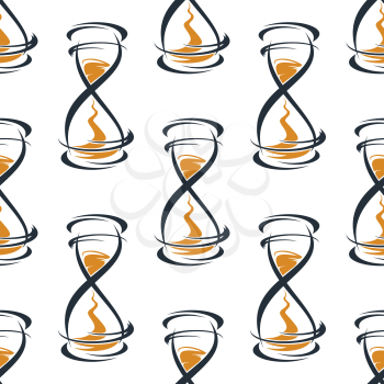 Seamless pattern with abstract vintage hourglasses on white background
