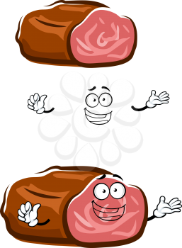 Happy cartoon roast beef character isolated on white, for butcher shop or barbecue food design