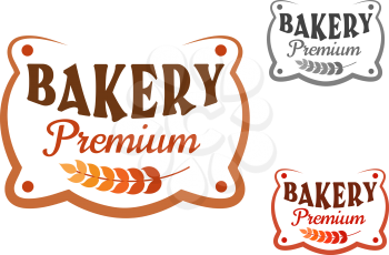 Premium bakery figured retro signboard with wheat ear with variations