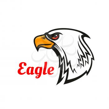 Eagle head mascot with white bird of prey, decorated by tribal ornament in a shape of feathers. Sporting team, club or t-shirt print design