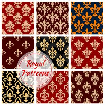 Royal floral decorative pattern backgrounds. Luxurious imperial ornaments and classic vintage decoration interior wallpapers