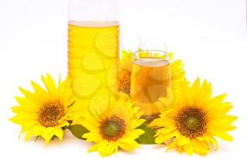 Sunflower oil and sunflowers 