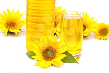 Royalty Free Photo of Sunflower Oil and Sunflowers