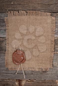 Wax seal on sackcloth material