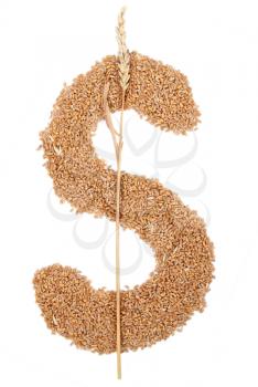 Dollar symbol made from wheat grain 