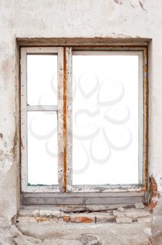 Empty wooden window frame wall