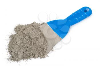  Gray cement powder with trowel