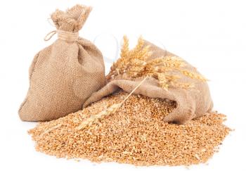 Sacks of wheat grains