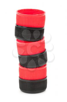 Red and black plastic stoppers