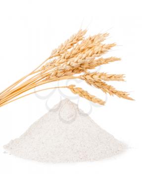  Heap of wheat flour with spikelets