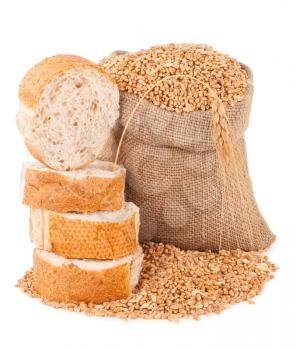 Bag with grain and bread