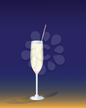 A glass of champagne and chocolates. Festive dinner, lunch. Print. Image for design