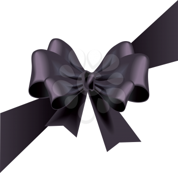 Vector funeral card with black ribbon