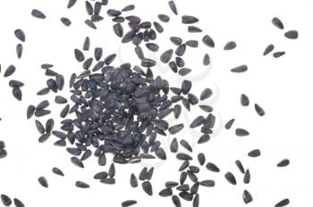 Sunflower seeds on white background