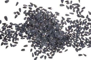 Sunflower seeds on white background