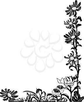 Royalty Free Clipart Image of a Two-Sided Floral Frame