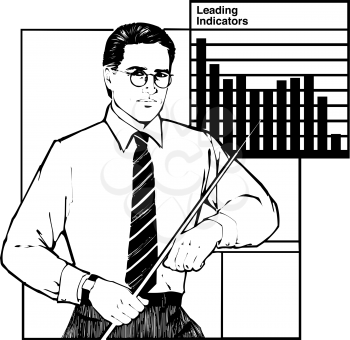 Royalty Free Clipart Image of a Businessman With a Chart
