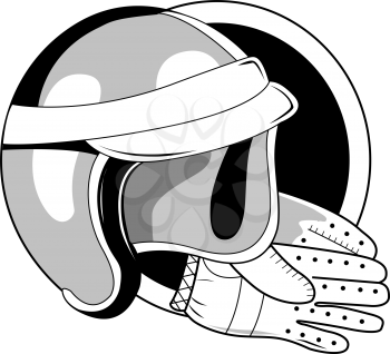 Royalty Free Clipart Image of a Racing Helmet and Gloves