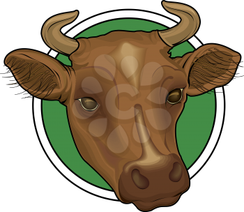 Royalty Free Clipart Image of a Cow's Head