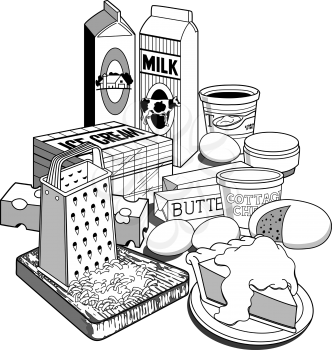Royalty Free Clipart Image of Dairy Products