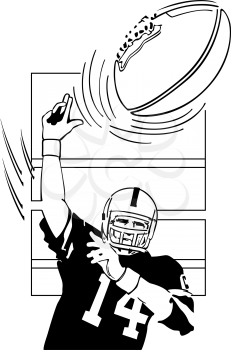 Royalty Free Clipart Image of a Quarterback Throwing a Ball