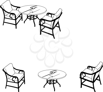 Royalty Free Clipart Image of a Table and Chairs