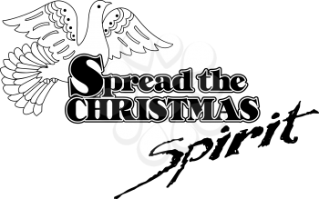 Royalty Free Clipart Image of a Dove on a Christmas Message