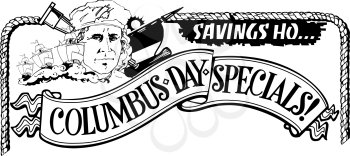 Royalty Free Clipart Image of Columbus Day Specials