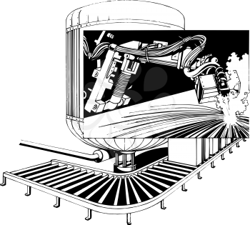 Royalty Free Clipart Image of a Hydraulic Arm